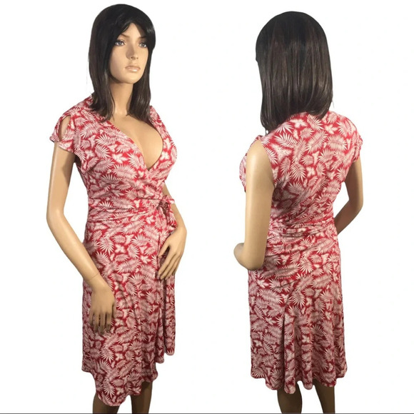 BCBG MAXAZRIA Tropical Palm Maxi Wrap Dress M - Picture 1 of 8